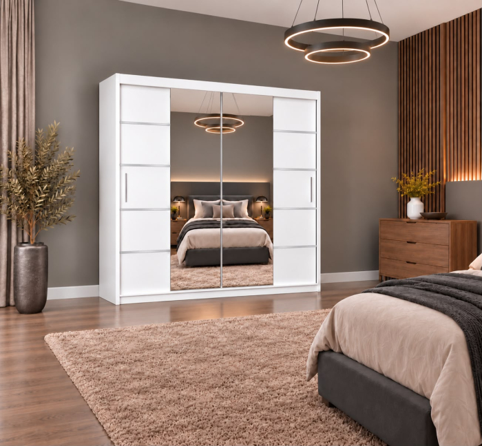Dressing Marissa, 180x60x200cm, cu oglinda, Alb, Pal 18 mm [5]