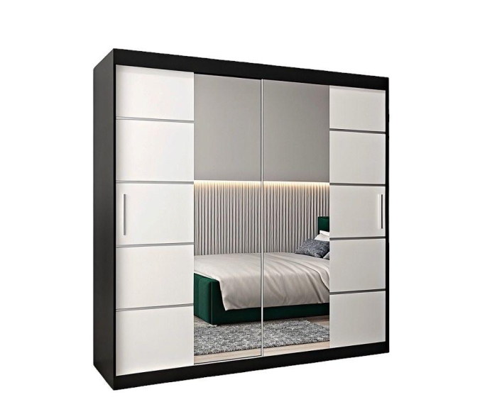 Dressing Marissa, 180x60x200cm, cu oglinda, Wenge/Alb, Pal 18 mm [3]