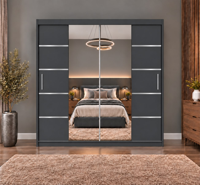 Dressing Marissa, 180x60x200cm, cu oglinda, Antracit, Pal 18 mm [3]