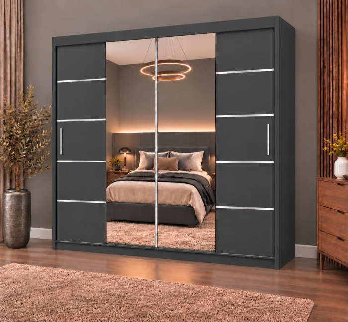 Dressing Marissa, 200x60x200cm, cu oglinda, Antracit, Pal 18 mm [2]