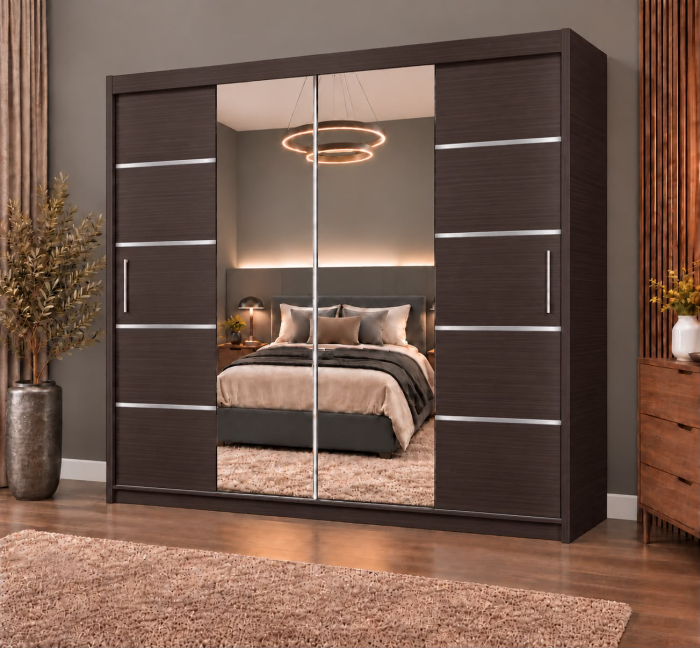 Dressing Marissa, 200x60x200cm, cu oglinda, Wenge, Pal 18 mm [2]