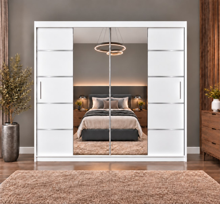 Dressing Marissa, 200x60x200cm, cu oglinda, Alb, Pal 18 mm [3]