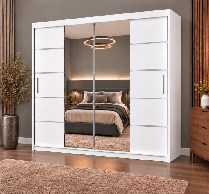 Dressing Marissa, 200x60x200cm, cu oglinda, Alb, Pal 18 mm [2]