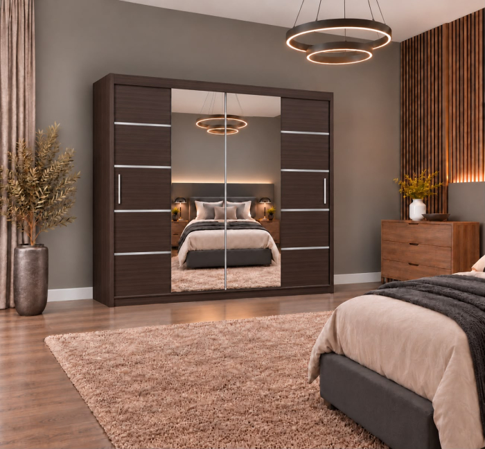 Dressing Marissa, 200x60x200cm, cu oglinda, Wenge, Pal 18 mm [5]