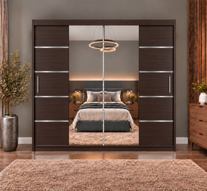 Dressing Marissa, 200x60x200cm, cu oglinda, Wenge, Pal 18 mm [3]