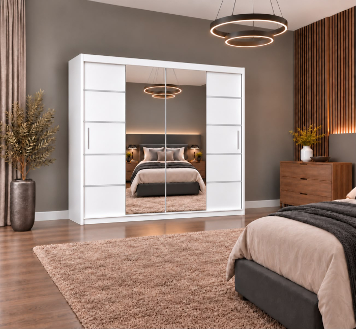 Dressing Marissa, 200x60x200cm, cu oglinda, Alb, Pal 18 mm [5]