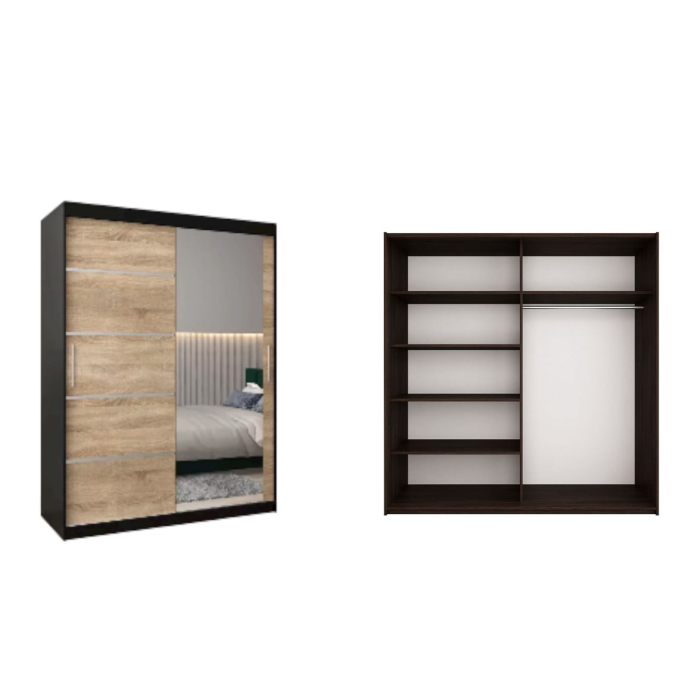 Dressing Sebastian, 140x60x200cm, cu oglinda, Wenge/Sonoma, Pal 18 mm [2]