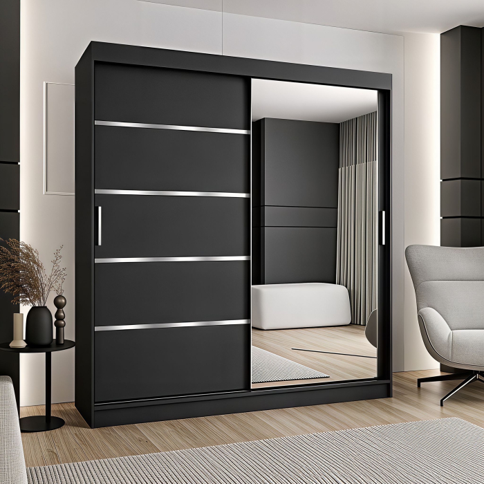 Dressing Sebastian, 140x60x200cm, cu oglinda, Antracit, Pal 18 mm [3]