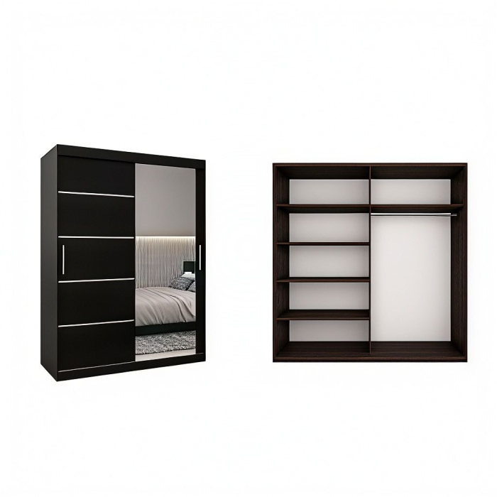 Dressing Sebastian, 140x60x200cm, cu oglinda, Wenge, Pal 18 mm [3]