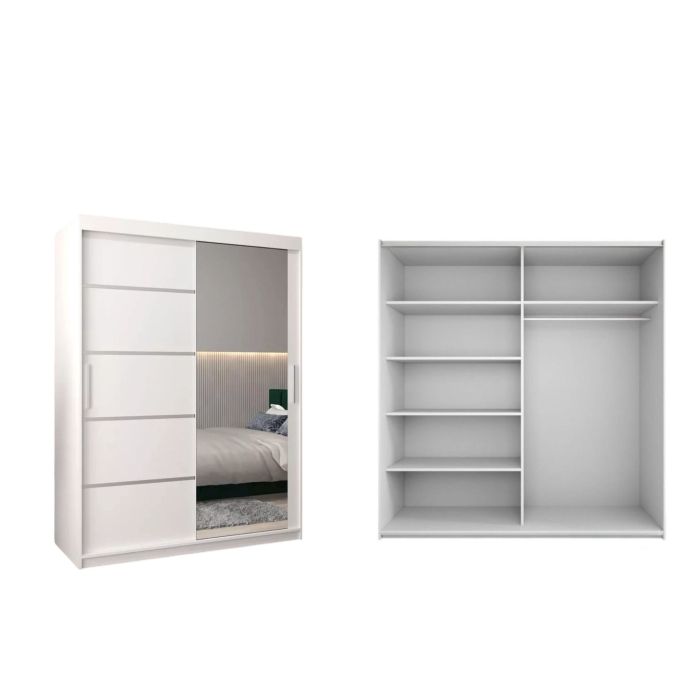 Dressing Sebastian, 160x60x200cm, cu oglinda, Alb, Pal 18 mm [3]