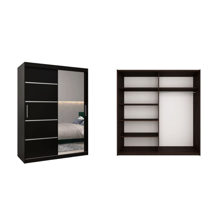 Dressing Sebastian, 160x60x200cm, cu oglinda, Wenge, Pal 18 mm [2]