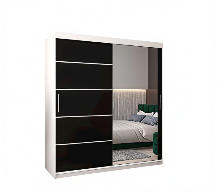 Dressing Sebastian, 180x60x200cm, cu oglinda, Alb / Wenge, Pal 18 mm [2]