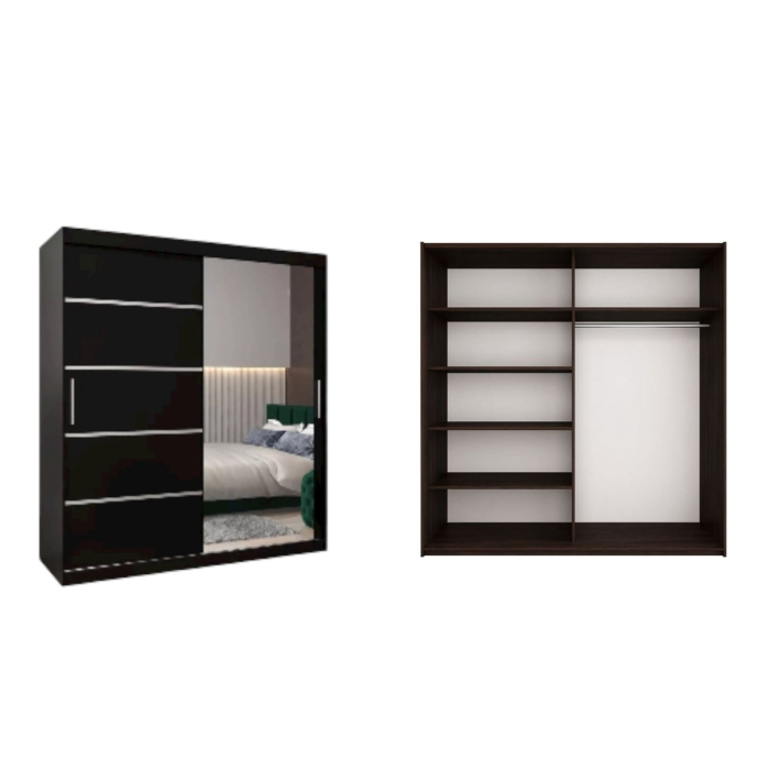 Dressing Sebastian, 180x60x200cm, cu oglinda, Wenge, Pal 18 mm [3]