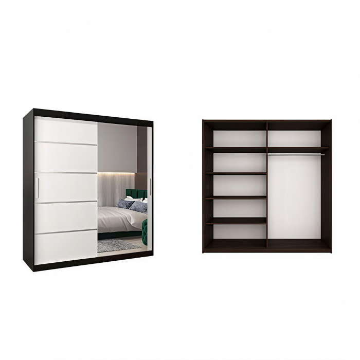 Dressing Sebastian, 180x60x200cm, cu oglinda, Wenge/Alb, Pal 18 mm [2]