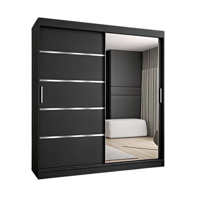 Dressing Sebastian, 180x60x200cm, cu oglinda, Antracit, Pal 18 mm [2]