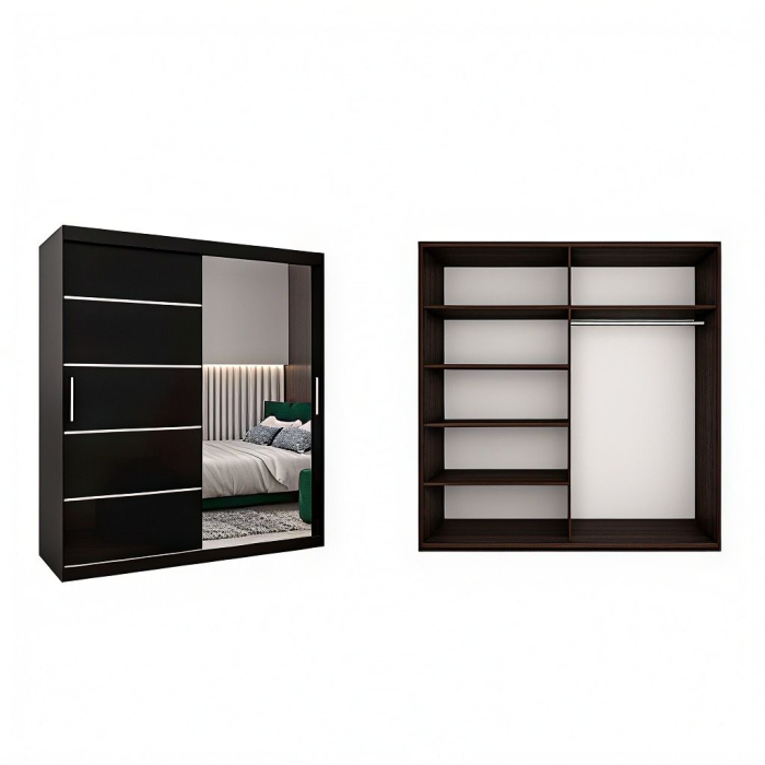 Dressing Sebastian, 180x60x200cm, cu oglinda, Wenge, Pal 18 mm [2]