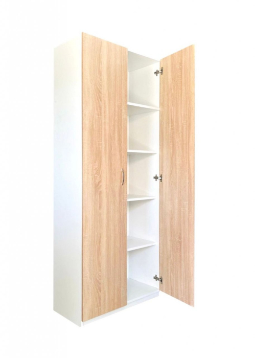 Dulap 2 usi, 197x80x40 cm, 4 polite, Alb / Stejar Sonoma, Pal 18 mm [5]