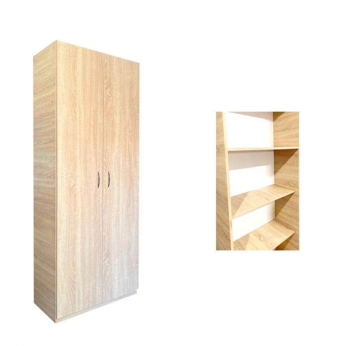 Dulap 2 usi, 197x80x40 cm, 4 polite, Sonoma, Pal 18 mm [4]