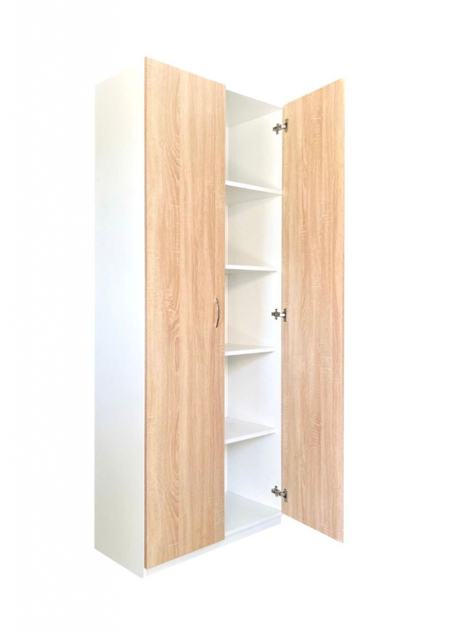 Dulap 2 usi, 4 polite, Alb+Stejar Sonoma, 197x80x40 cm, Pal 18 mm [5]