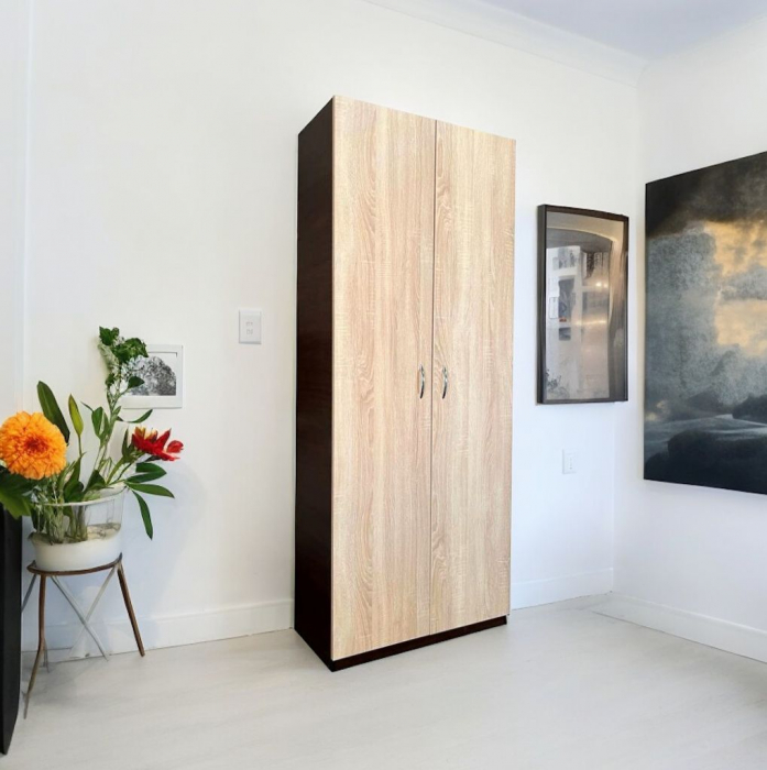 Dulap 2 usi, 197x80x40 cm, 4 polite, Wenge+Stejar Sonoma, Pal 18 mm [1]