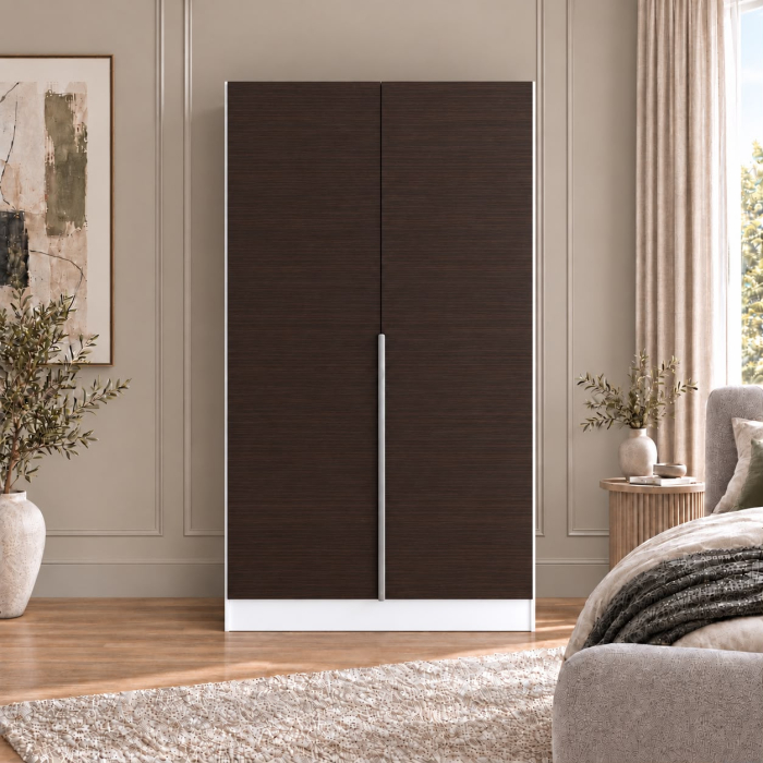 Dulap Alb/Wenge 2 usi, manere argintii, 200x80x40 cm, Pal 18 mm [4]