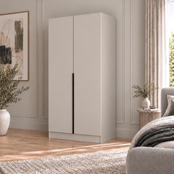 Dulap Casmir 2 usi, manere negre, 200x80x40 cm, Pal 18 mm [2]