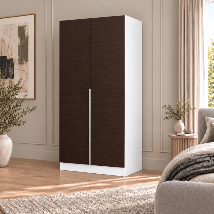 Dulap Alb/Wenge 2 usi, manere argintii, 200x80x40 cm, Pal 18 mm [2]