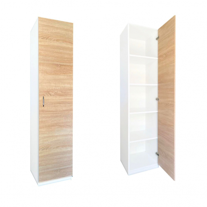 Dulap tip Soldat, 197x45x50 cm, 4 polite, Alb + Stejar Sonoma, Pal 18 mm [4]