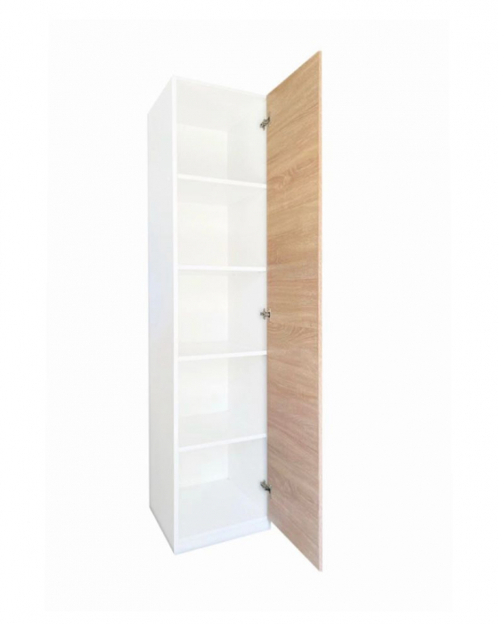 Dulap tip Soldat, 197x45x50 cm, 4 polite, Alb + Stejar Sonoma, Pal 18 mm [6]