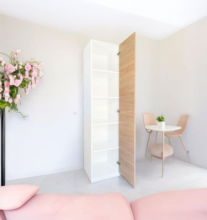 Dulap tip Soldat, 197x45x50cm, 4 polite, Alb/Sonoma, Pal 18 mm [2]