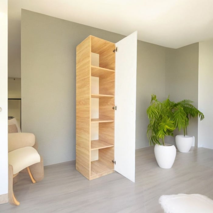 Dulap tip Soldat, 197x45x50cm, 4 polite, Stejar Sonoma / Alb, Pal 18 mm [2]