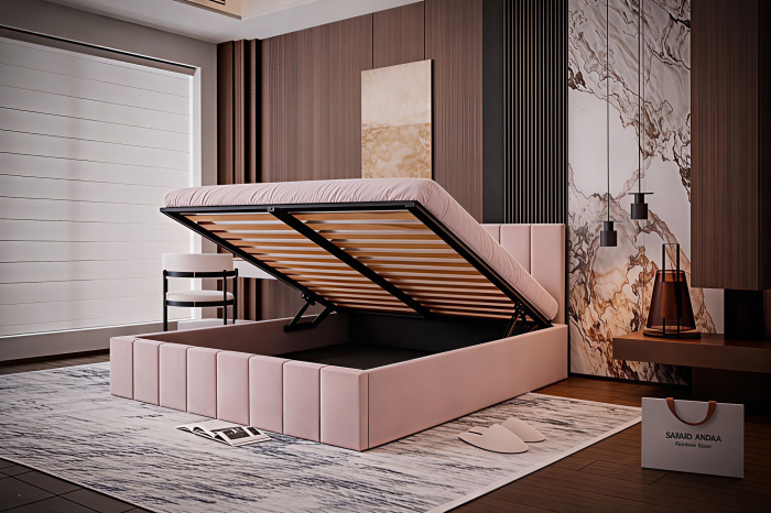 Pat Alex, 120x200 cm, Roz, cu Somiera Rabatabila [2]