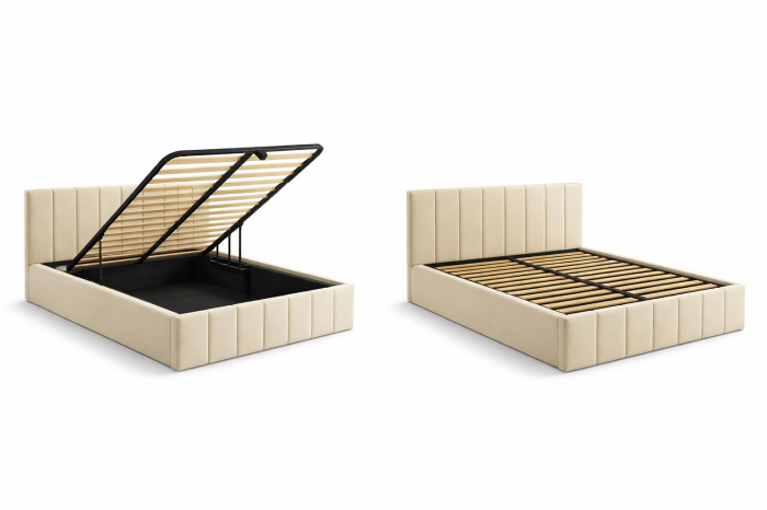 Pat Alex, 140x200 cm, Crem, cu Somiera Rabatabila [3]