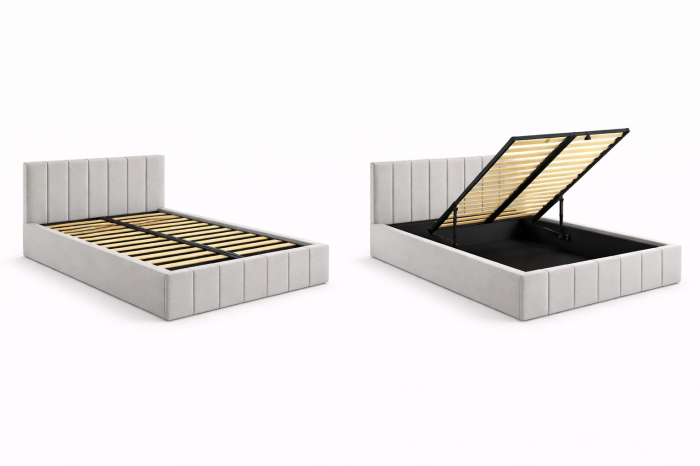 Pat Alex, 160x200 cm, Gri deschis, cu Somiera Rabatabila [3]