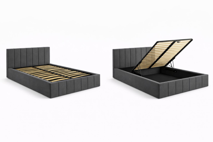 Pat Alex, 180x200 cm, Gri inchis, cu Somiera Rabatabila [2]