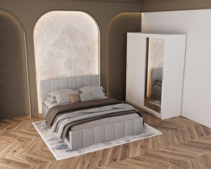 Pat Alex Gri Deschis,160x200 cm + Dressing Ana Alb, 140x200 cm [3]