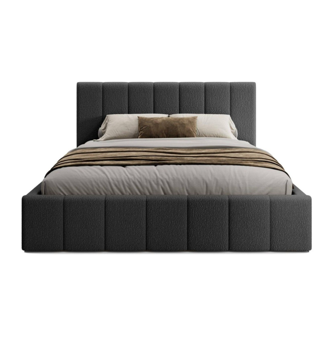 Pat Alkam Soft, 140x200 cm, Negru, cu Somiera Rabatabila [4]