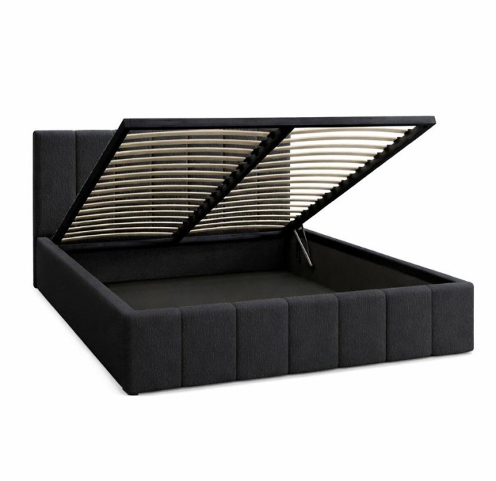 Pat Alkam Soft, 140x200 cm, Negru, cu Somiera Rabatabila [2]