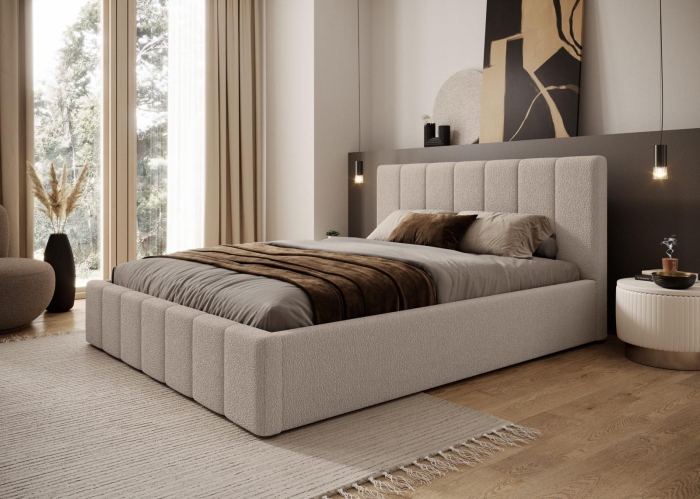 Pat Alkam Soft, 160x200 cm, Crem, cu Somiera Rabatabila [3]