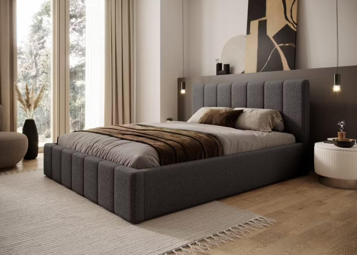 Pat Alkam Soft, 180x200 cm, Gri inchis, cu Somiera Rabatabila [3]