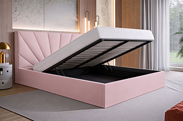 Pat Cami, 120x200 cm, Roz , cu Somiera Rabatabila [2]