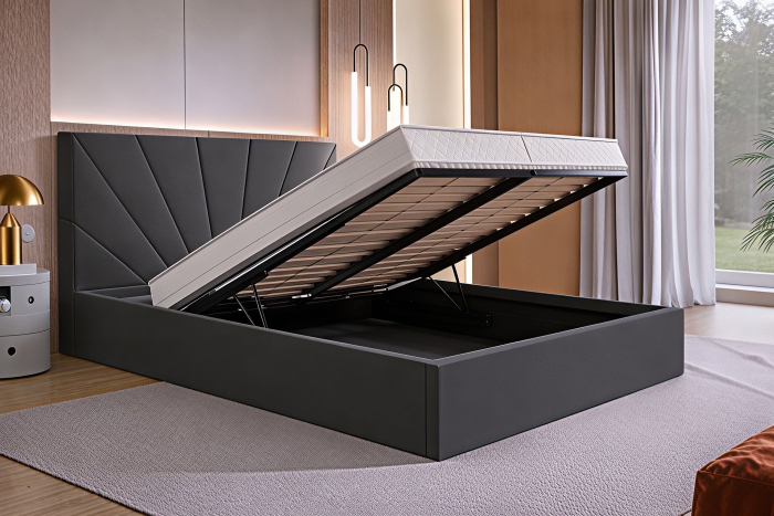 Pat Cami, 160x200 cm, Gri inchis, cu Somiera Rabatabila [2]