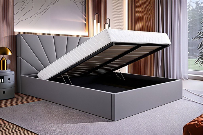 Pat Cami, 180x200 cm, Gri deschis, cu Somiera Rabatabila [2]