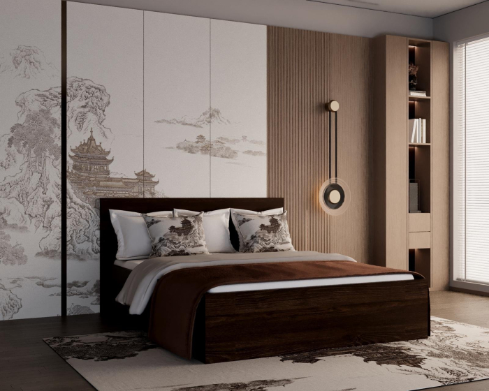 Pat Elis cu saltea, 160x200 cm, Wenge, Pal 18 mm [2]