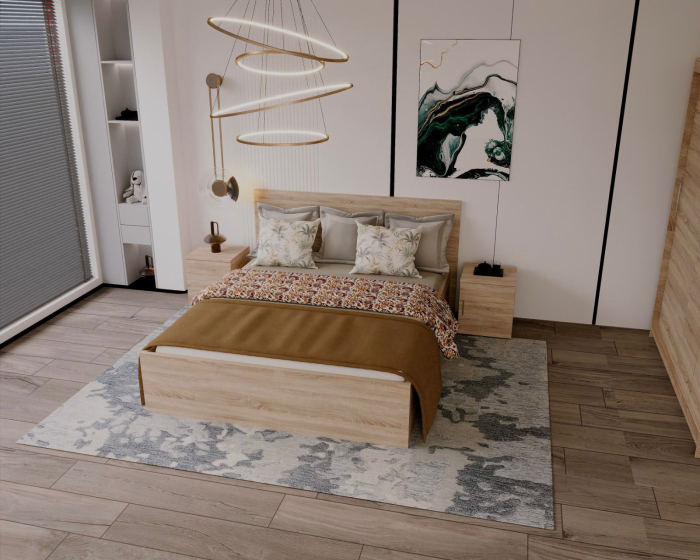 Pat Elis 160x200 cm + Set noptiere, Sonoma, Pal 18 mm [2]