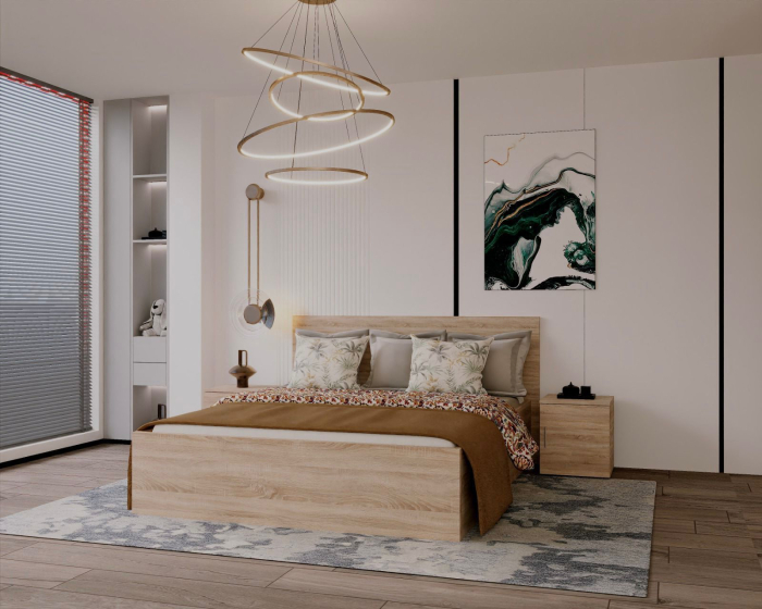 Pat Elis 160x200 cm + Set noptiere, Sonoma, Pal 18 mm [1]