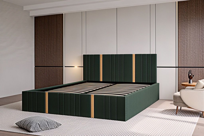 Pat Sebastian, 120x200 cm, Verde, cu Somiera Rabatabila [2]