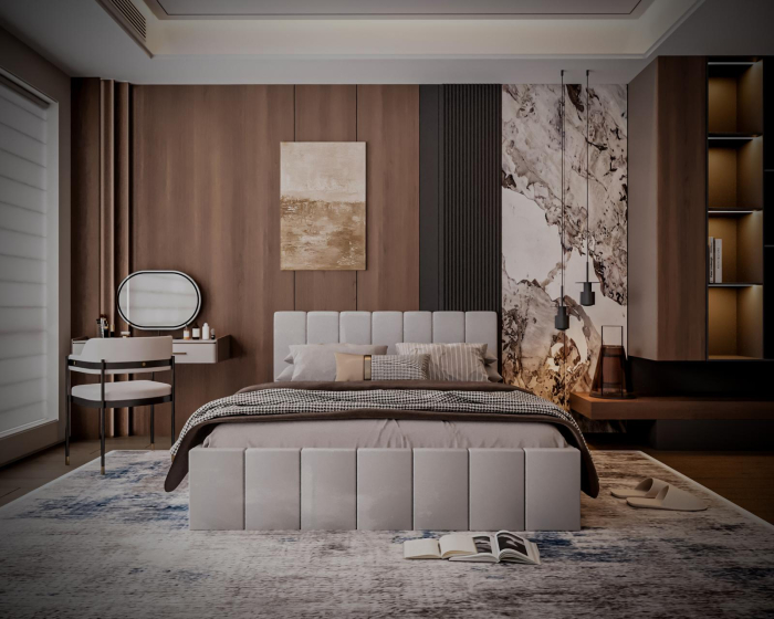 Pat tapitat Alex, 140x200 cm, Gri deschis [2]