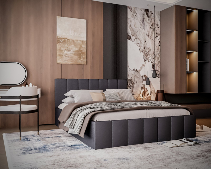 Pat tapitat Alex, 180x200 cm, Gri Inchis [2]