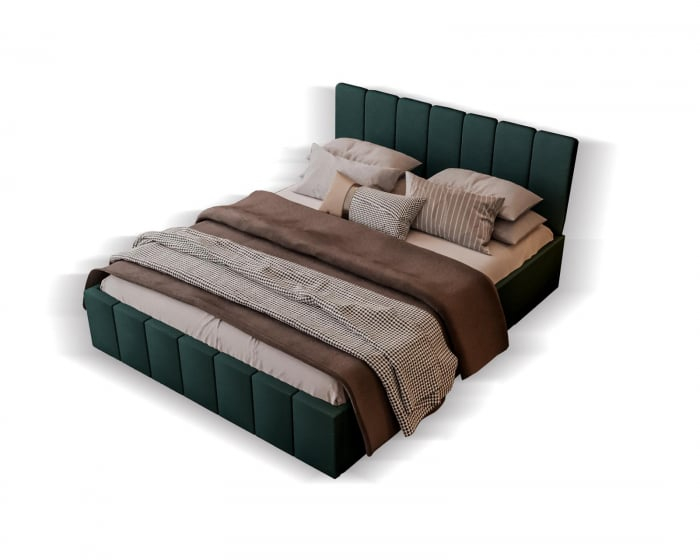 Pat tapitat Alex cu saltea, 160x200 cm, Verde [5]